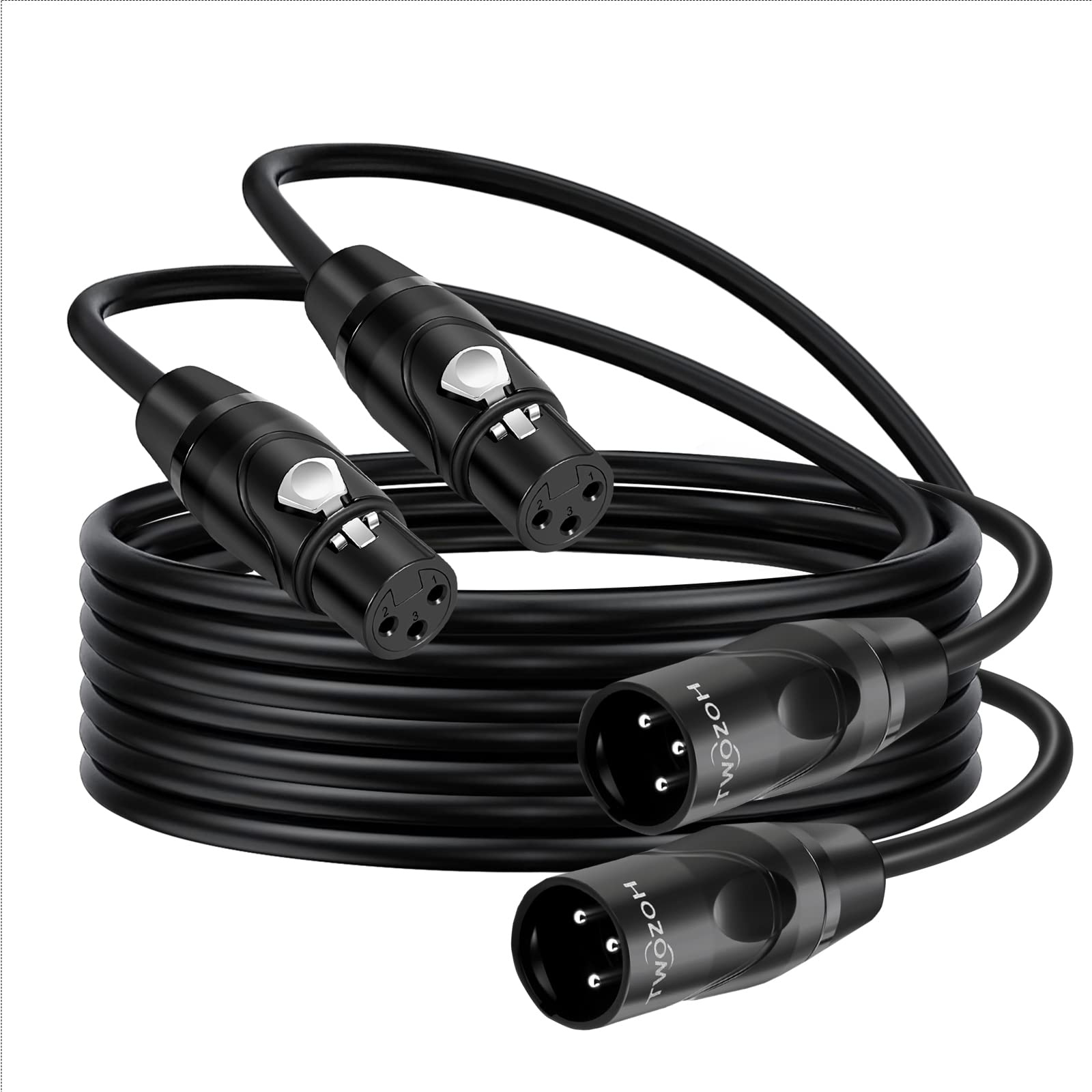 Twozoh Xlr Cables 1Ft 2 Pack, Balanced 3Pin Xlr Male To Female Audio Microphone Cable (Professional/Hifi)