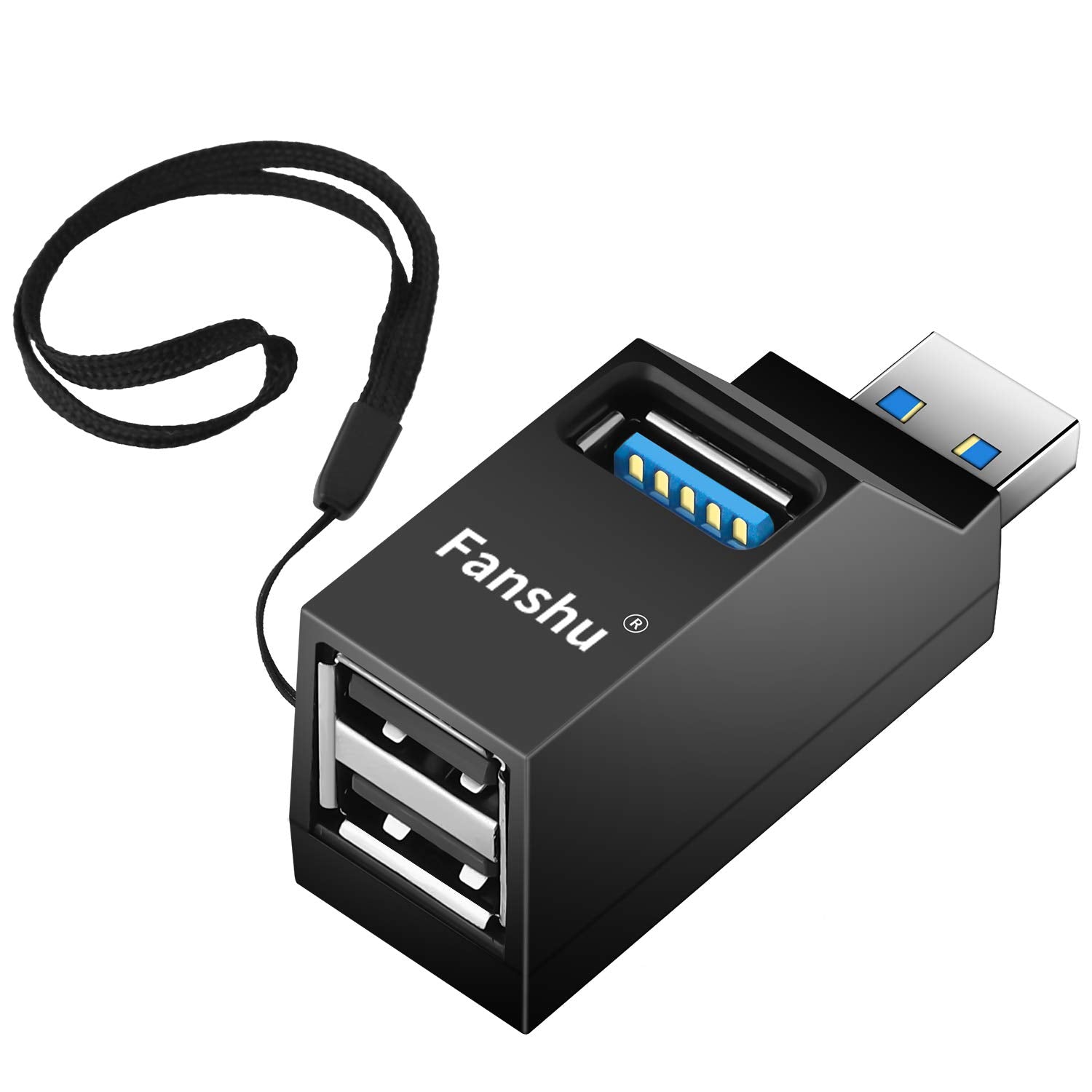 Usb 3.0 Hub, Fanshu 3 Port Mini Portable Fast High Speed Bus Powered Data Usb Hub Transfer, Splitter Box Adapter Expansion For P