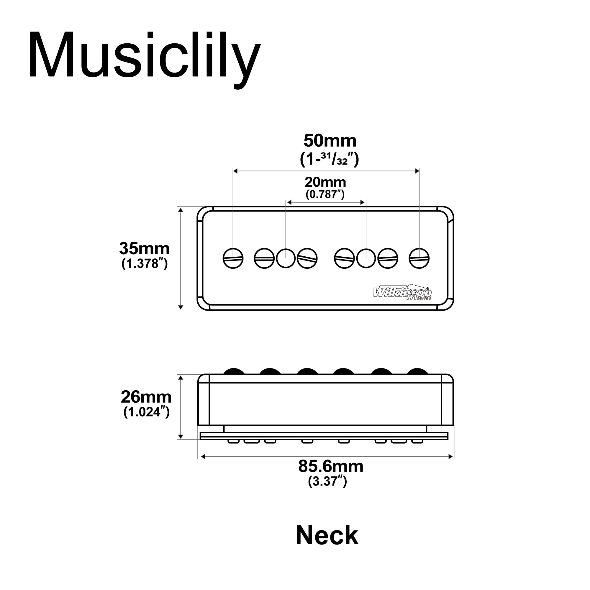 Wilkinson M Series Stacked P90 Soapbar Ceramic Magnet Humbucker Sized Single Coil Pickup Neck Pickup 10K For Sg/Lp Style Electri