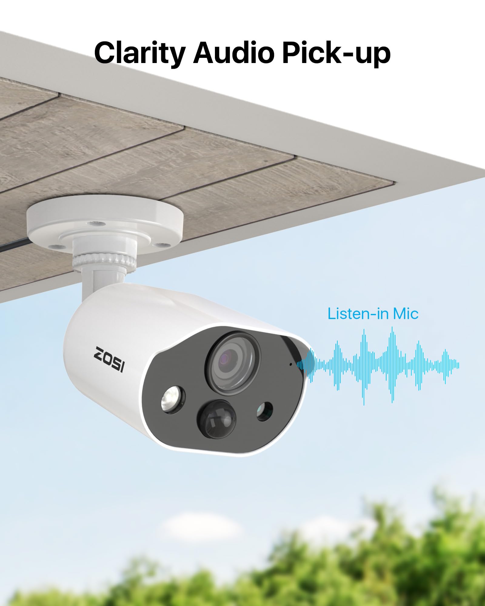 Zosi 1080P Hd-Tvi Security Camera With Audio, 2Mp 1920Tvl Indoor Outdoor Surveillance Home Camera, Night Vision, Pir Motion Dete