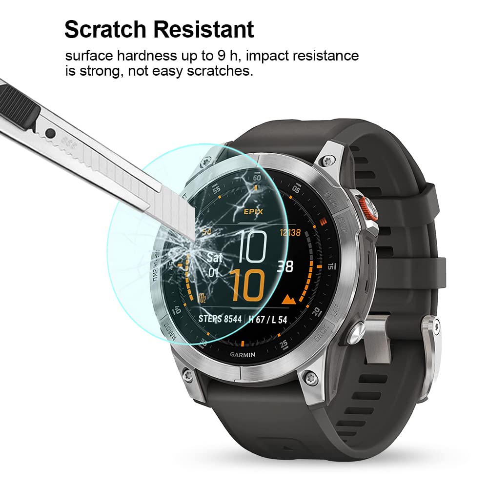 Poyiccot 2Pack Compatible With Garmin Epix Gen 2 Screen Protector, 9H Hardness Tempered Glass Screen Protector Compatible With G