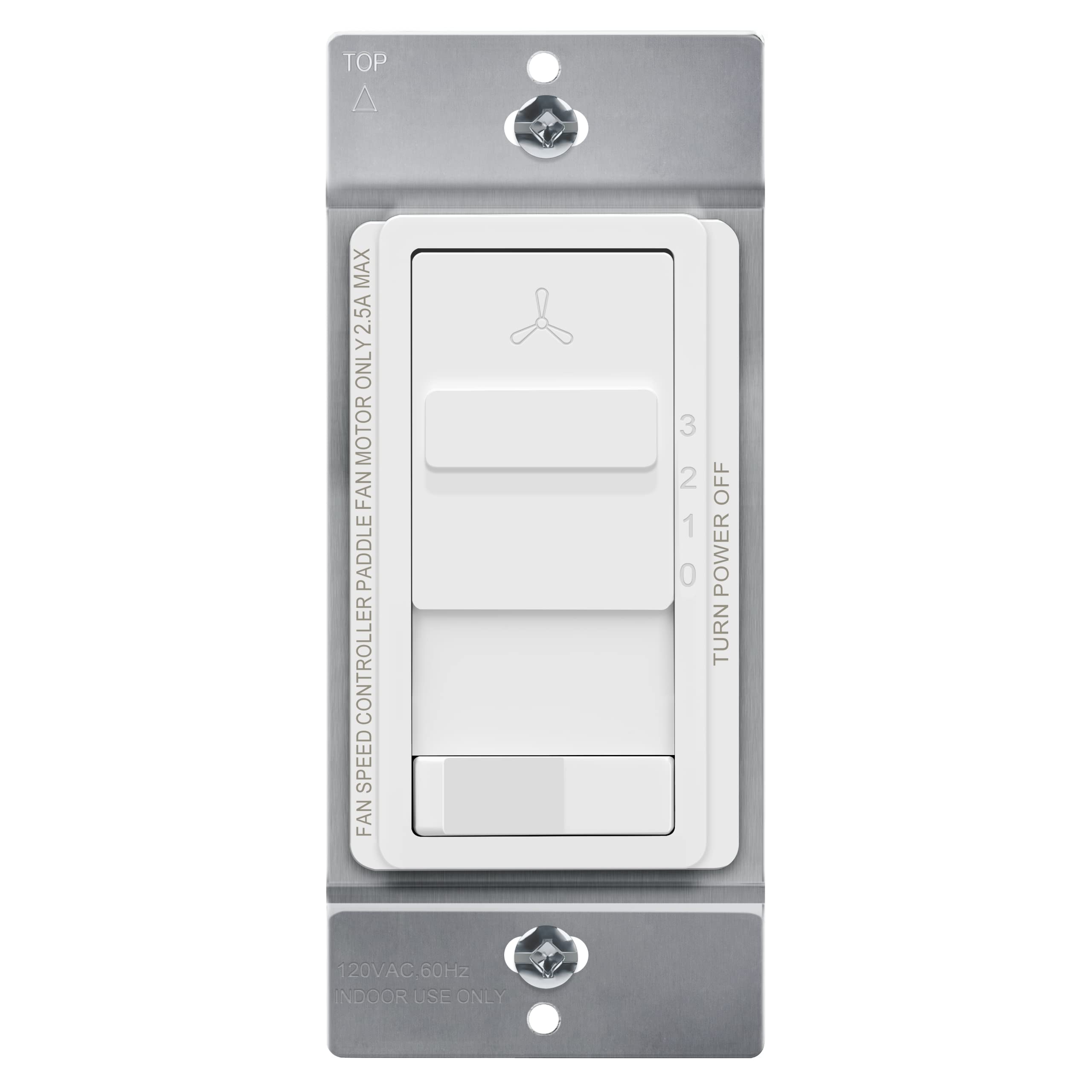 TOPGREENER Kalide Light Switch and 3Speed Ceiling Fan Control Combo, in Wall Light and Fan Combination Switch, Single Pole, 2.5