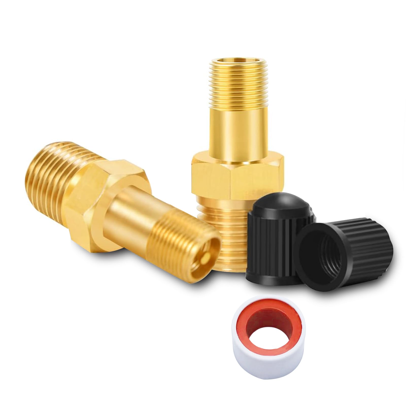 Godeson 1/8'' Npt Tank Valve, Anti Corrosion Brass Schrader Valve With 1/8'' Male Npt And Caps, Air Valve Using With Air Compres