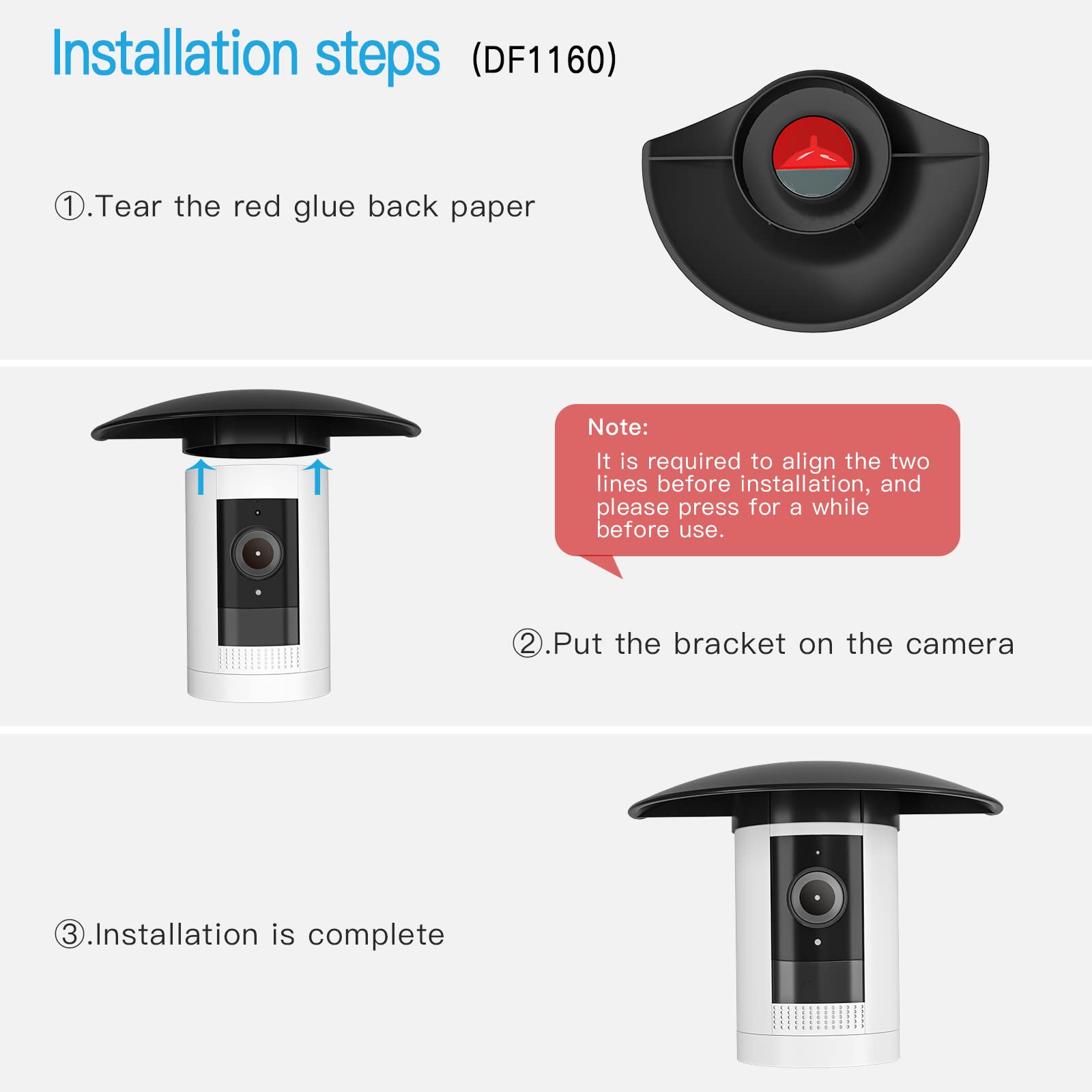 Holicfun Uv And Rain Resistant Shade Cover For Stick Up Cam (Black)