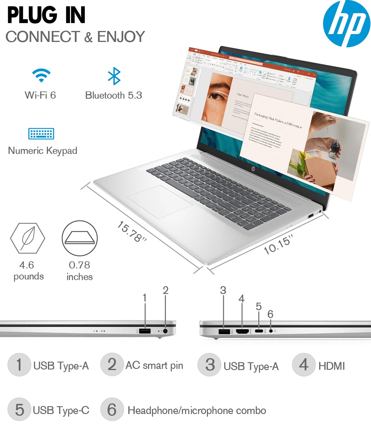 Hp 2024 Newest 17 Inch Laptop Computer, 17.3 Ips Fhd Business Laptop Pc, Intel 8 Core I3, 32Gb Ram, 1Tb Ssd, Windows 11 Pro Lapt