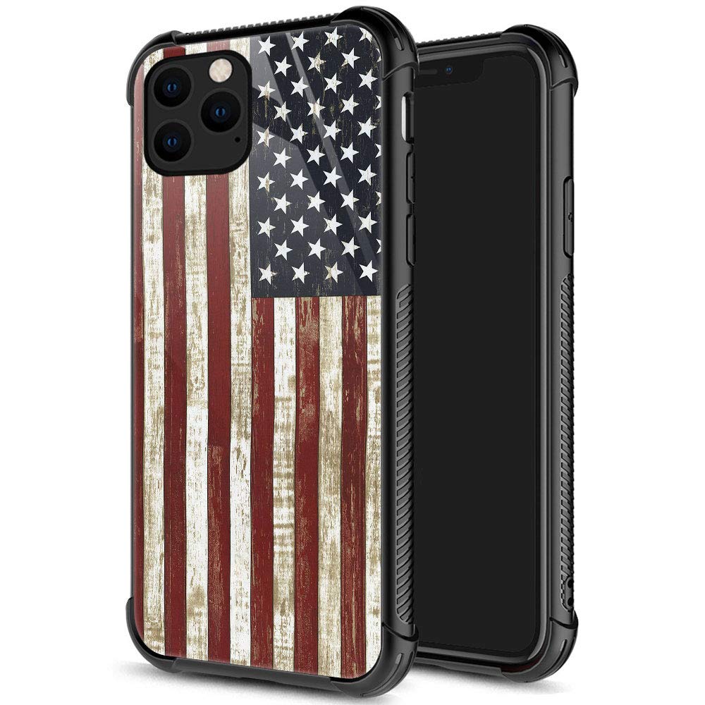Zhegailian Case Compatible With Iphone 12,Wooden Flag Case For Iphone 12 Pro For Boys Men,Pattern Design Anti Scratch Organic Gl