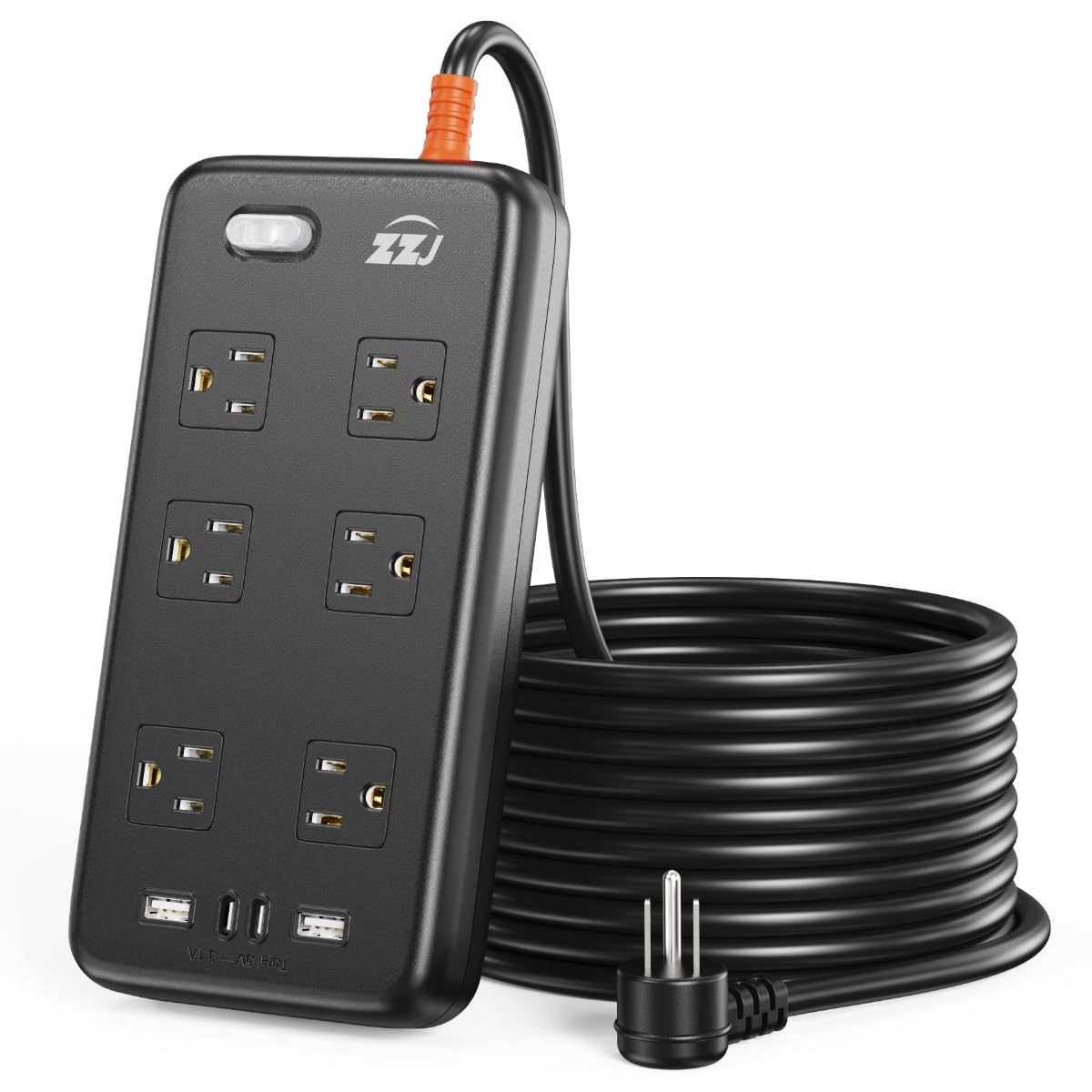 Outdoor Power Strip Weatherproof, 10 In 1 Surge Protector With 6 Wide Outlets 2Usb A And 2Usb C,1875W/15A,10Ft Flat Plug Multi P