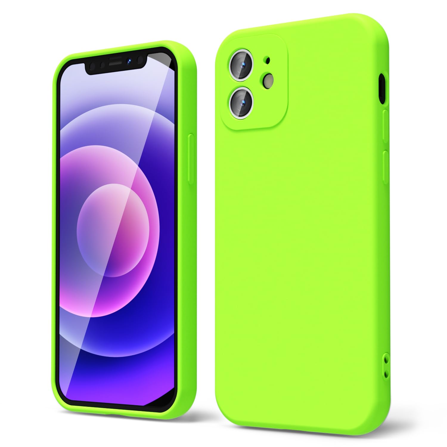 Oakxco For Iphone 12 Mini Case Liquid Silicone, Fluorescent Bright Solid Color, Soft Rubber Gel Elegant Aesthetic Cover, Slim Tp