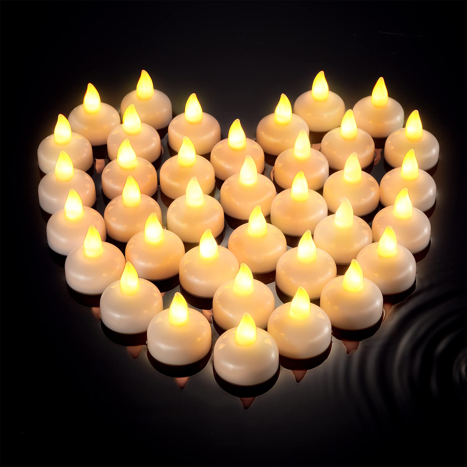 Honoson 36 Pack 1.6 Flameless Led Floating Candles Waterproof Tealights Battery Operated Flickering Floating Candles for Wedding