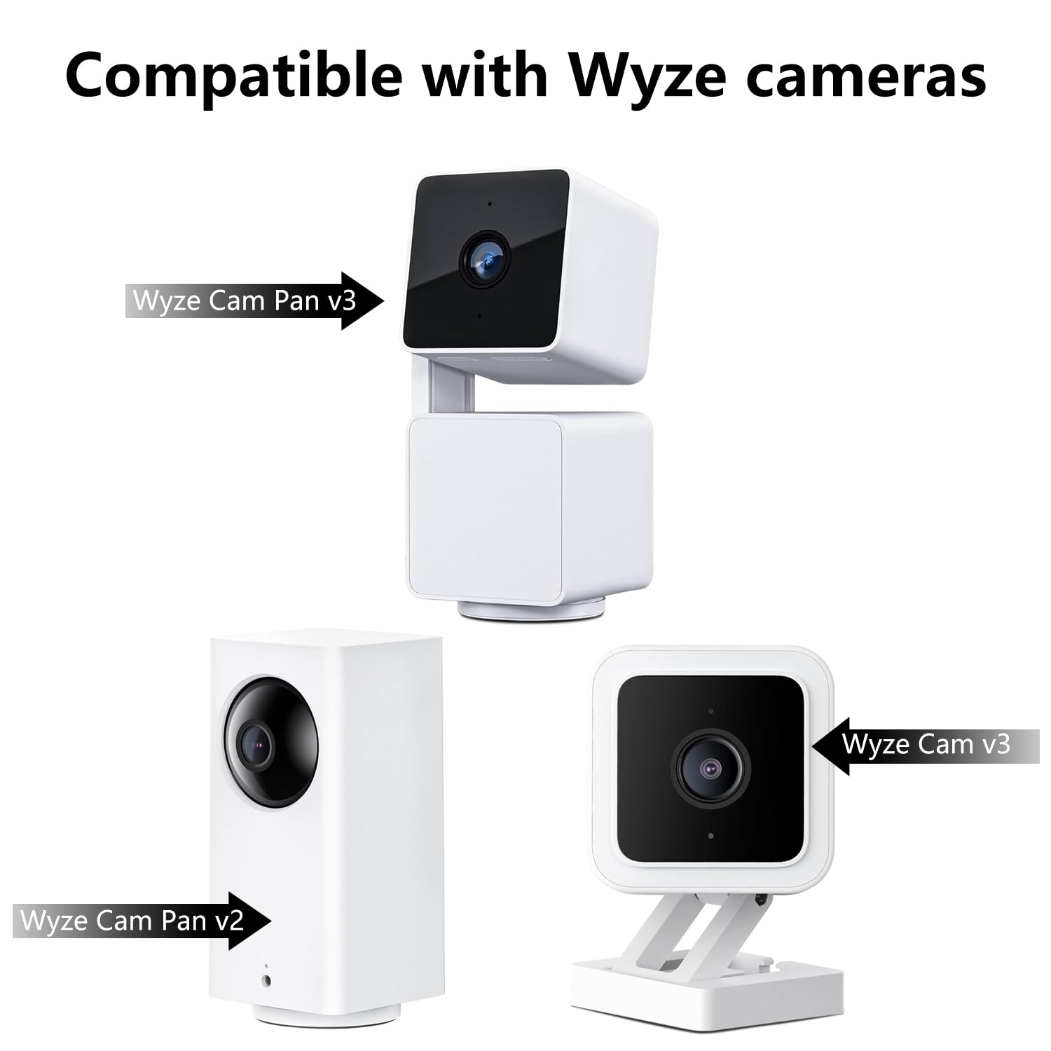 Haoyou Metal Wall Mount Bracket For Wyze Cam Pan V3/V2 Wyze Cam V4/V3 Adhesive No Drill Indoor/Outdoor Installation (2 Pack White)