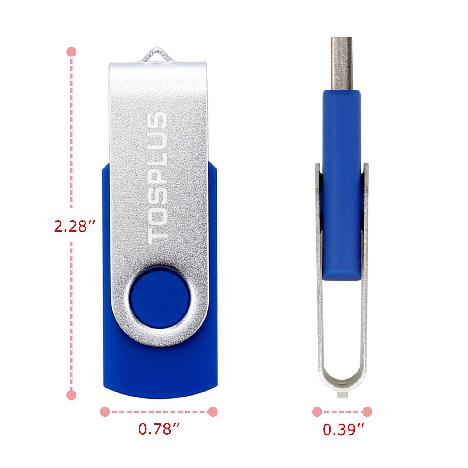 Tosplus 5Pack 32Gb Usb 2.0 Flash Drive Thumb Drives Memory Stick Jump Drive Zip Drive (Black/Green/Blue/Red/Yellow)