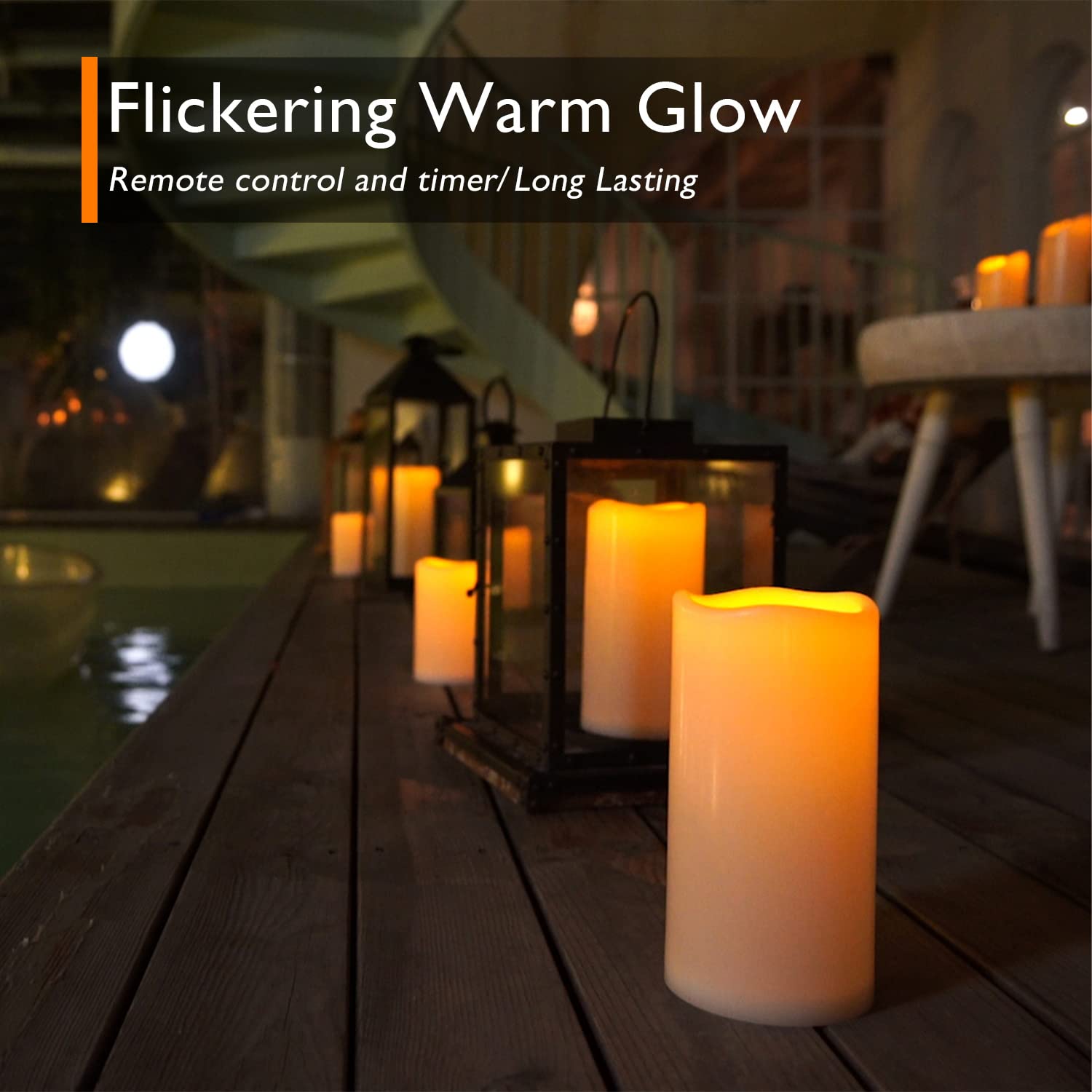 Homemory 10'' X 4'' Large Waterproof Outdoor Flameless Candles With Remote Control And Timer, Battery Operated Flickering Led Pi