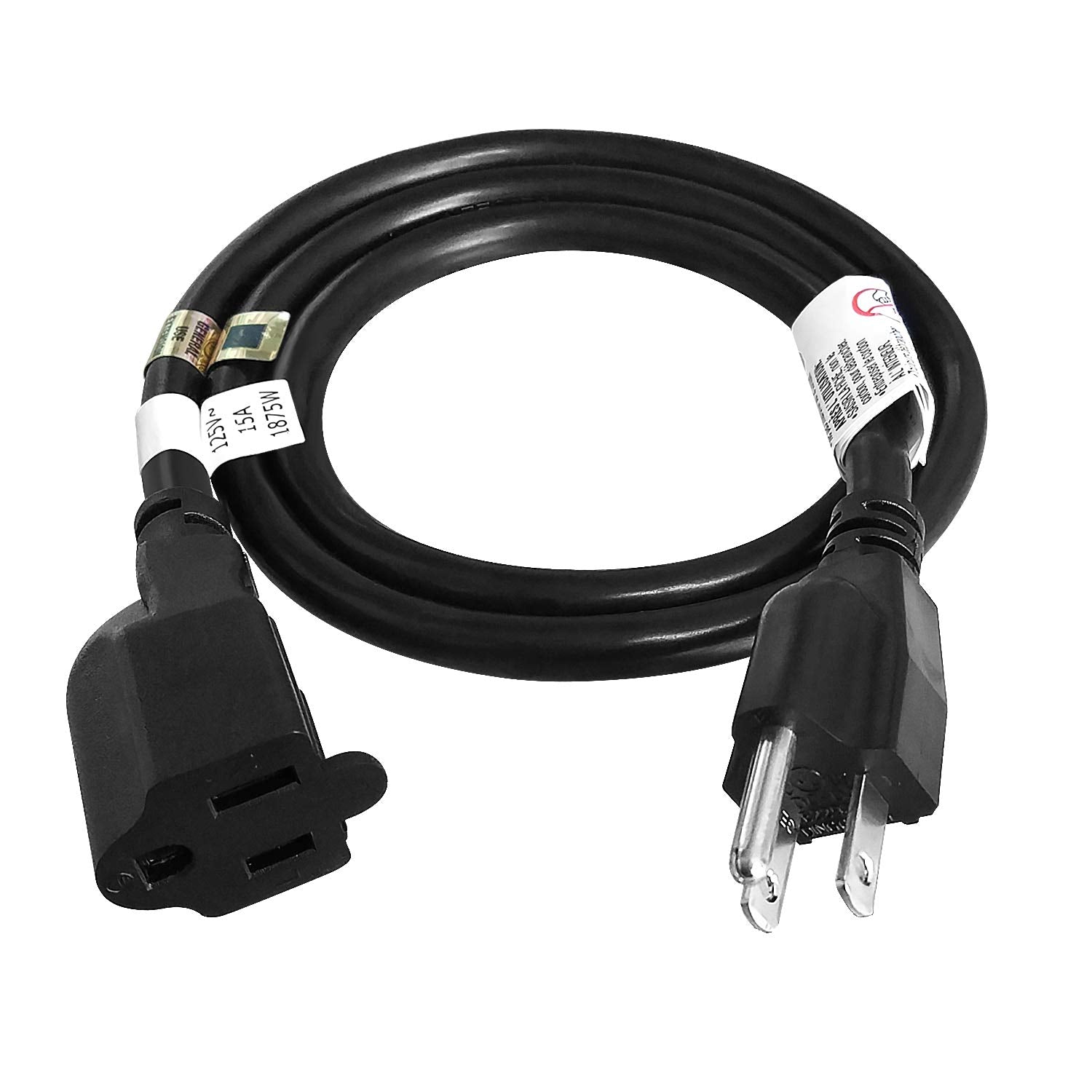 Firmerst 1875W Heavy Duty Extension Cord 3 Feet 14 Awg 15A Black Ul Listed
