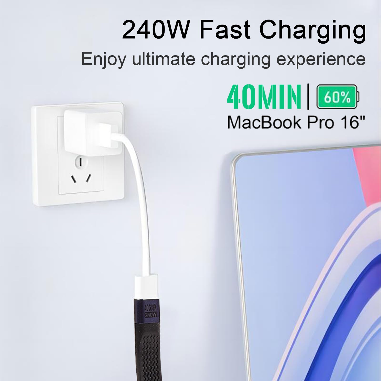 Leehitech Short Usb C To Usb C Cable, Usb C4.0 90 Degree 40Gbps 240W 8K Cable For Iphone 15/15 Plus/15 Pro/15 Pro Max,Samsung S2