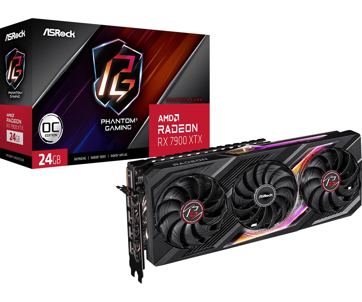 Asrock Amd Radeon Rx 7900 Xtx Phantom Gaming 24Gb Oc Gddr6 Graphics Card Displayport Hdmi 384-Bit
