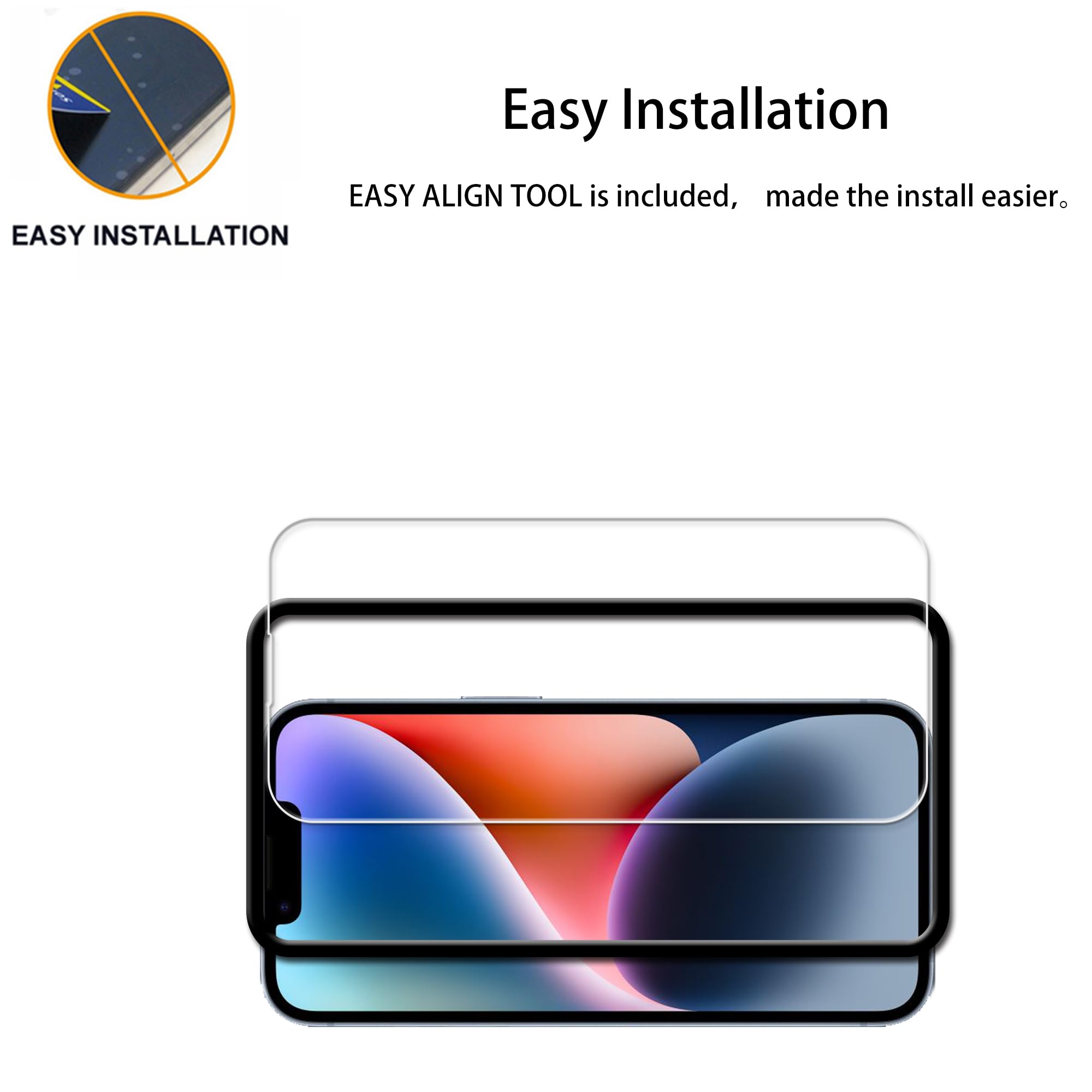 Hkkais Easy Alignment Frame Designed For Iphone14 Tempered Glass Screen Protector 2 Pack Camera Lens Protector Film 2 Pack