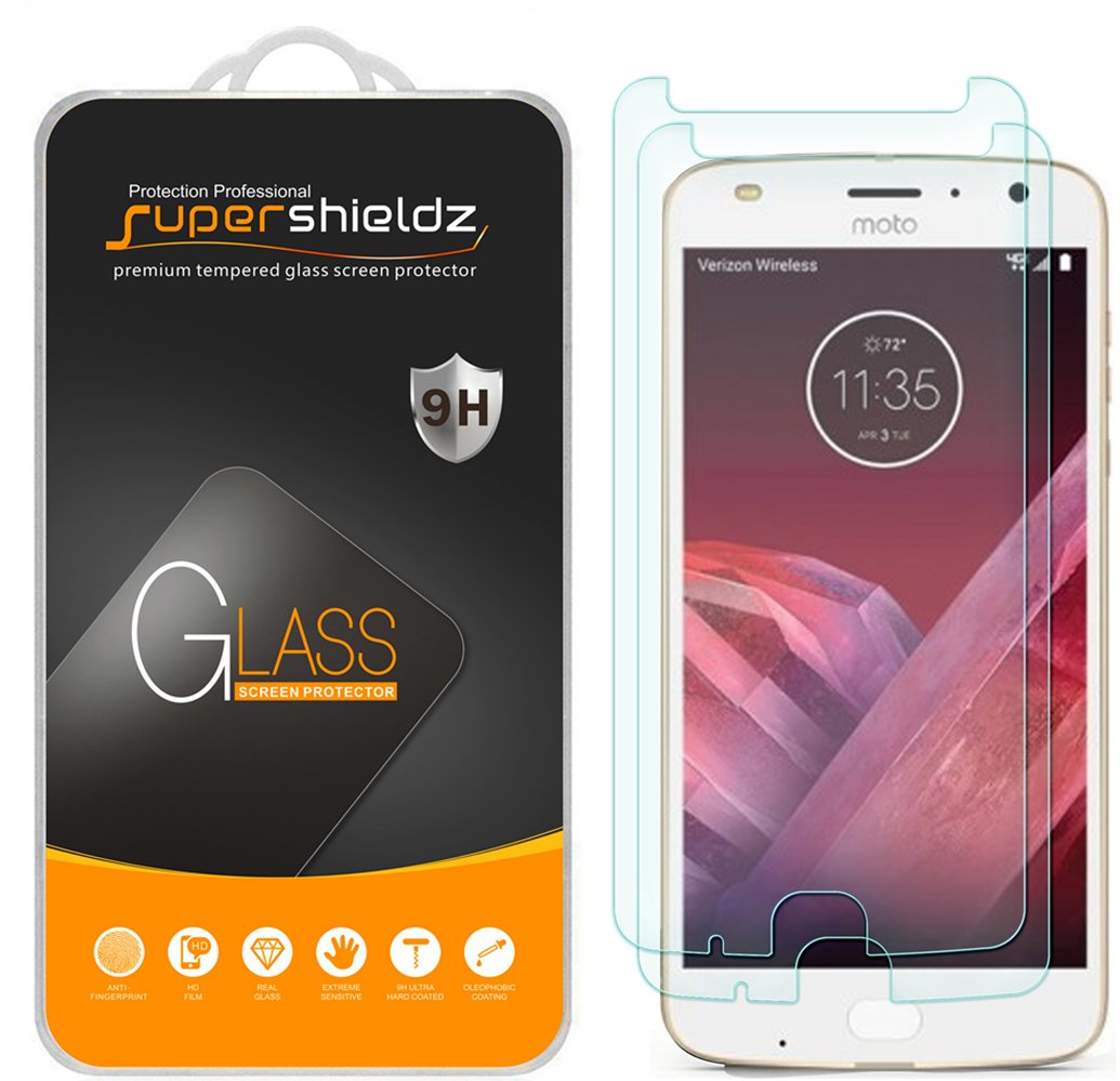 Supershieldz (2 Pack) Designed For Motorola (Moto Z2 Play) Tempered Glass Screen Protector, 0.33Mm, Anti Scratch, Bubble Free