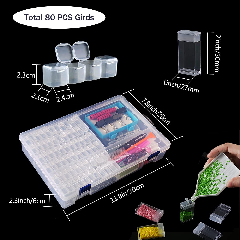 Pp Opount 170 Pcs A4 Diamond Art Led Light Pad Kits, 3 Level Adjustable Light Board With 80 Grids Diamond Box, Felt Hand Held Ba