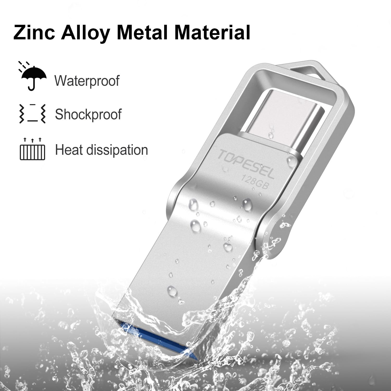 Topesel 128Gb Usb C Flash Drive Dual Usb 3.0 Flash Drive Usb A & Type C Thumb Drive Udp Tech Waterproof Type C Flash Drive Portable Usb C Otg Flash Drive For Computer Mac Smartphone Tablet