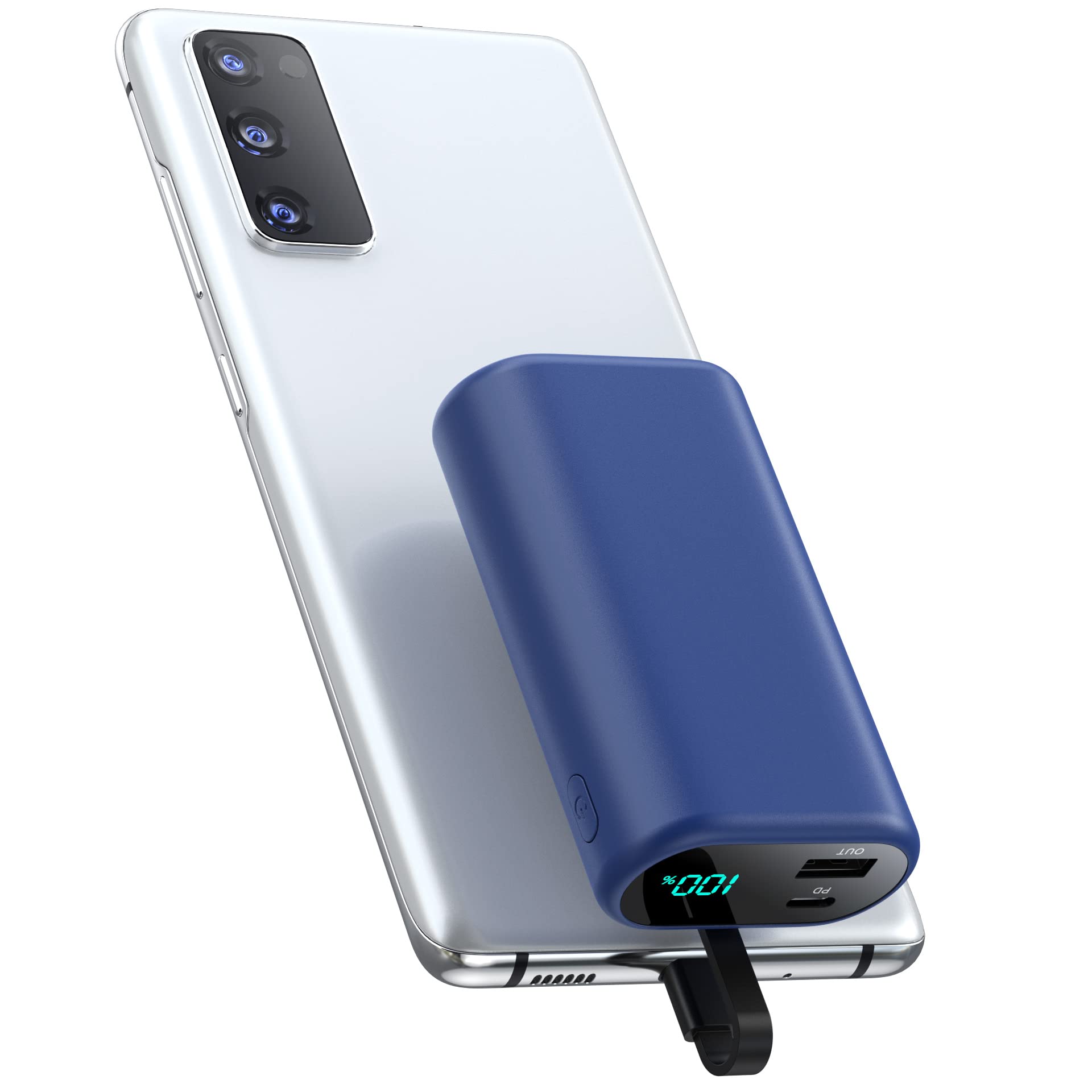 Small Portable Charger 10800Mah With Built In Usb C Cable, Mini Pd 3A Fast Charging Power Bank, Ultra Compact Lcd Display Batter