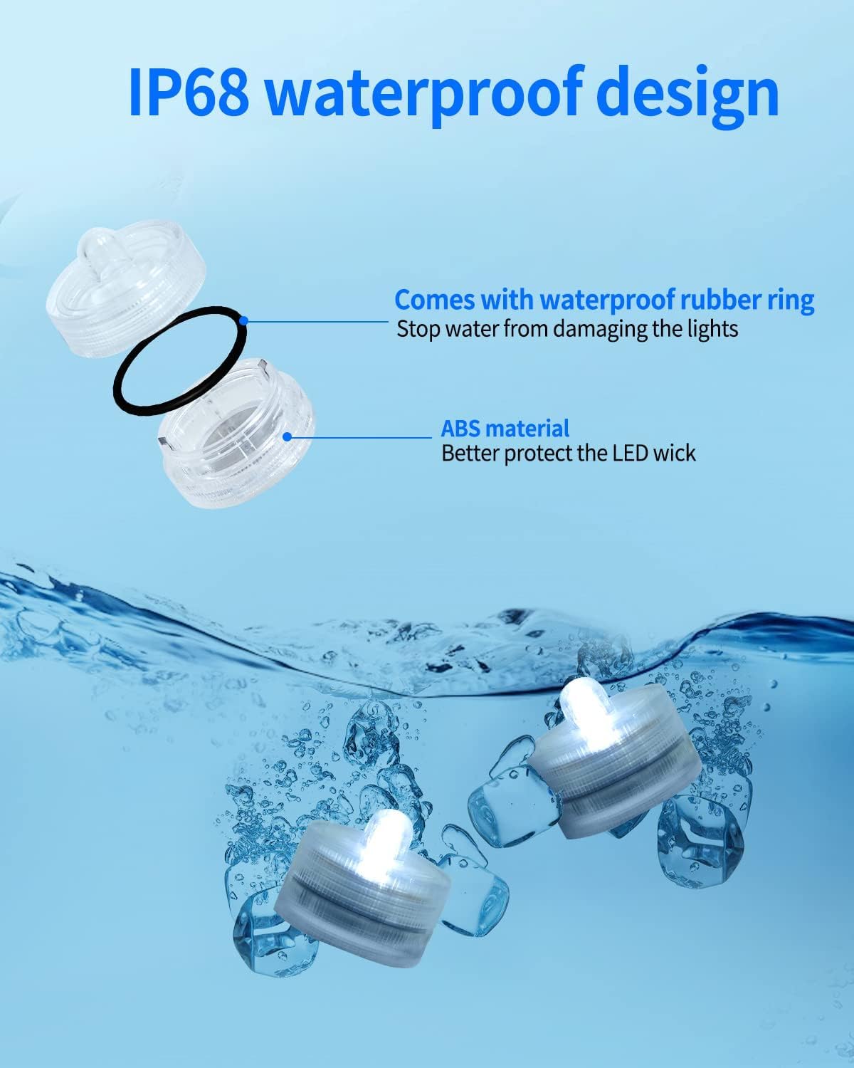 Shymery Submersible Led Lights,24 Pack Waterproof Tea Lights,White Led Tea Lights,Battery Powered Waterproof Led Lights For Vase