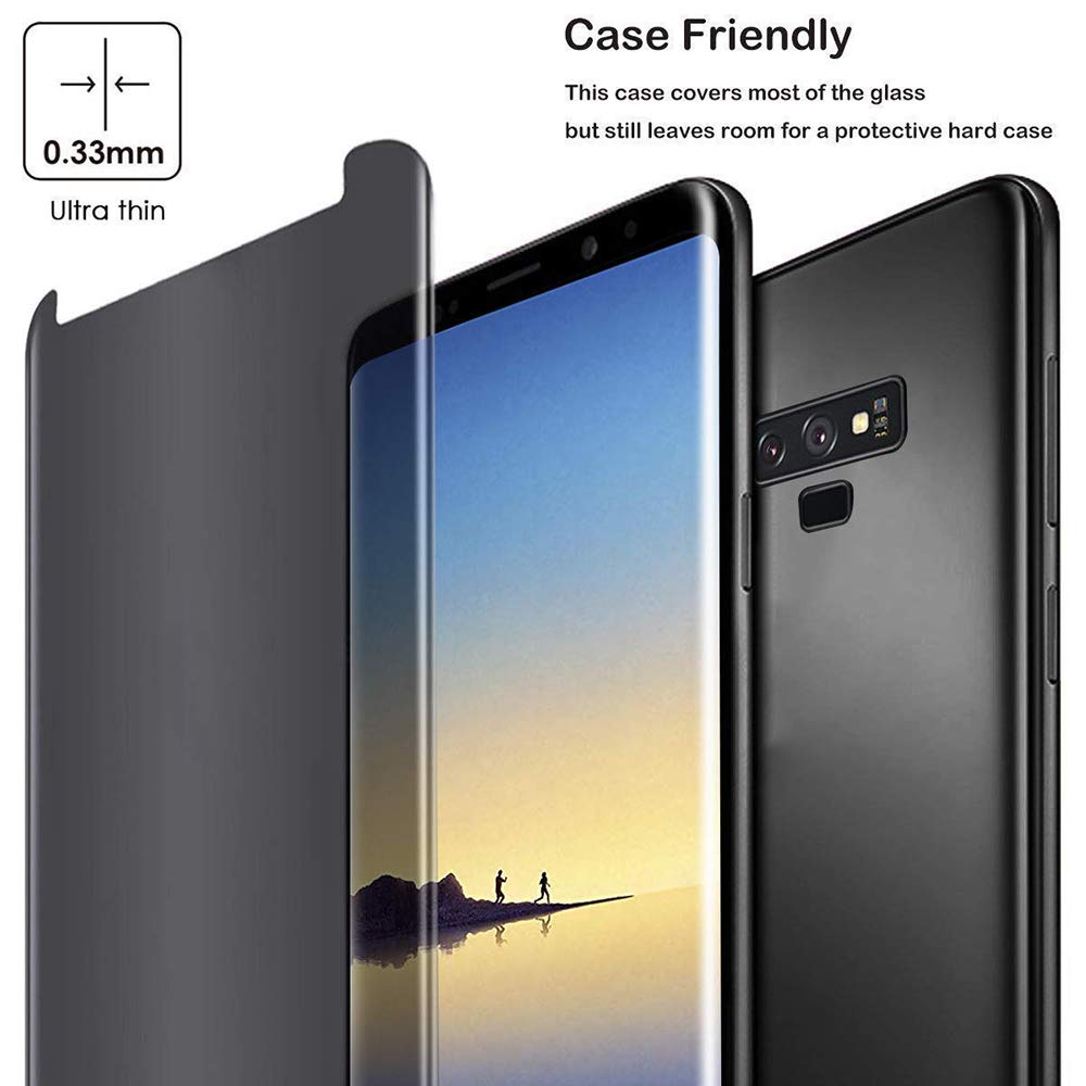 Lywhl 3 Pack Note 8 / Note 9 Privacy Screen Protector Anti Spy, Tempered Glass Film For Samsung Galaxy Note 8 / Note 9, Black [Case Friendly] [9H Hardness] [Anti Scratch] [Bubble Free]