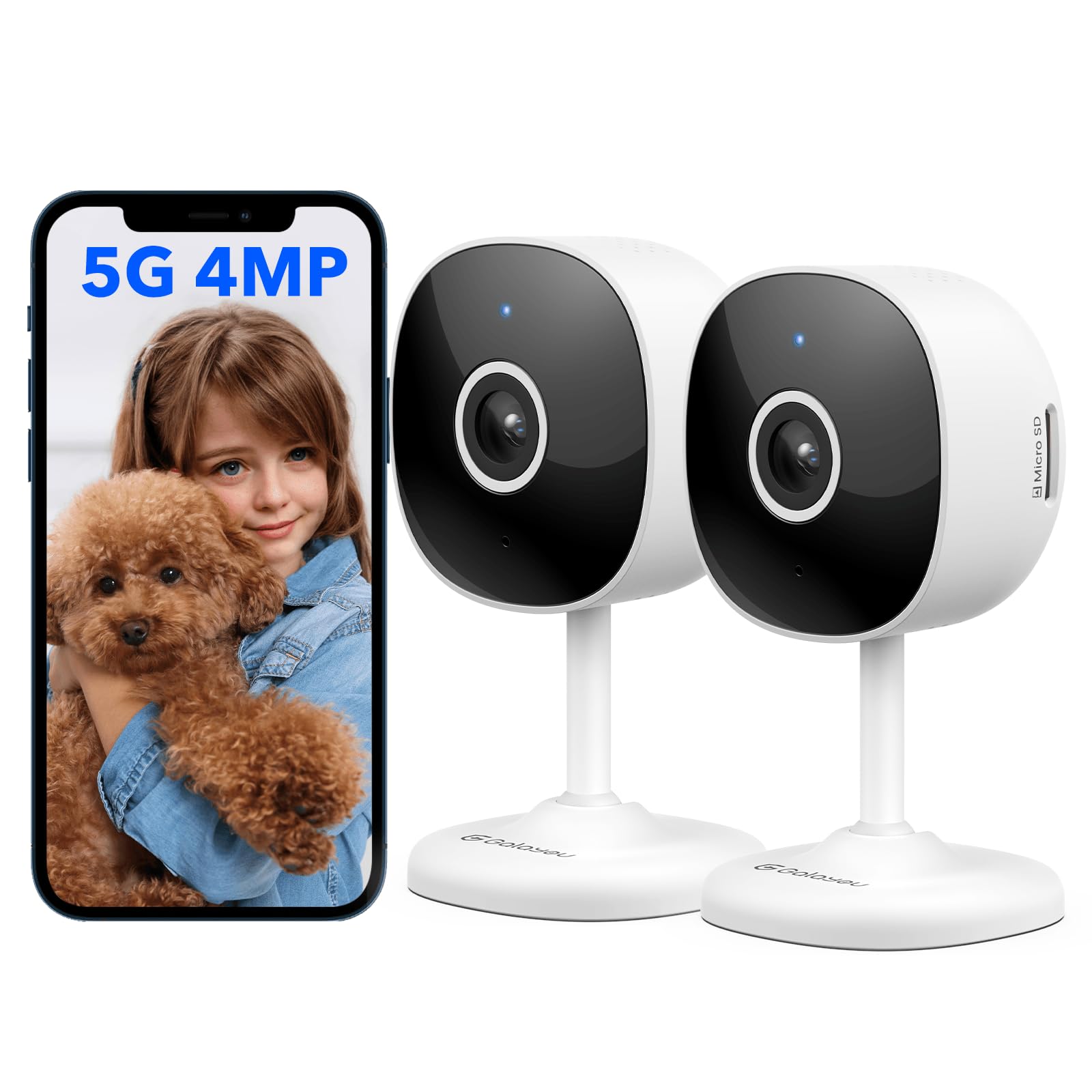 Galayou 4Mp Security Camera Indoor 5G/2.4G Dual Wifi Camera With 2 Way Audio For Baby/Pet/Dog/Nanny Monitoring, 24/7 Sd Card Rec