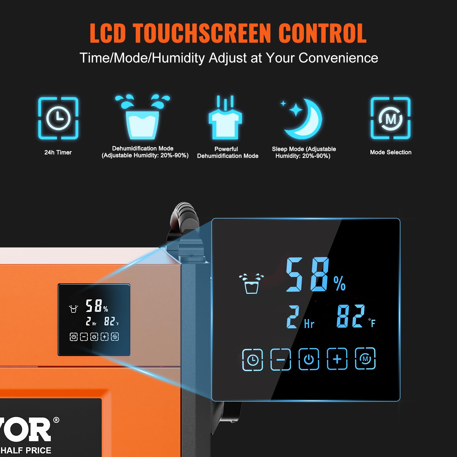 Vevor 125 Pints Commercial Dehumidifier With Drain Hose For Crawl Spaces, Basements Warehouse & Job Sites, Large Capacity Dehumi