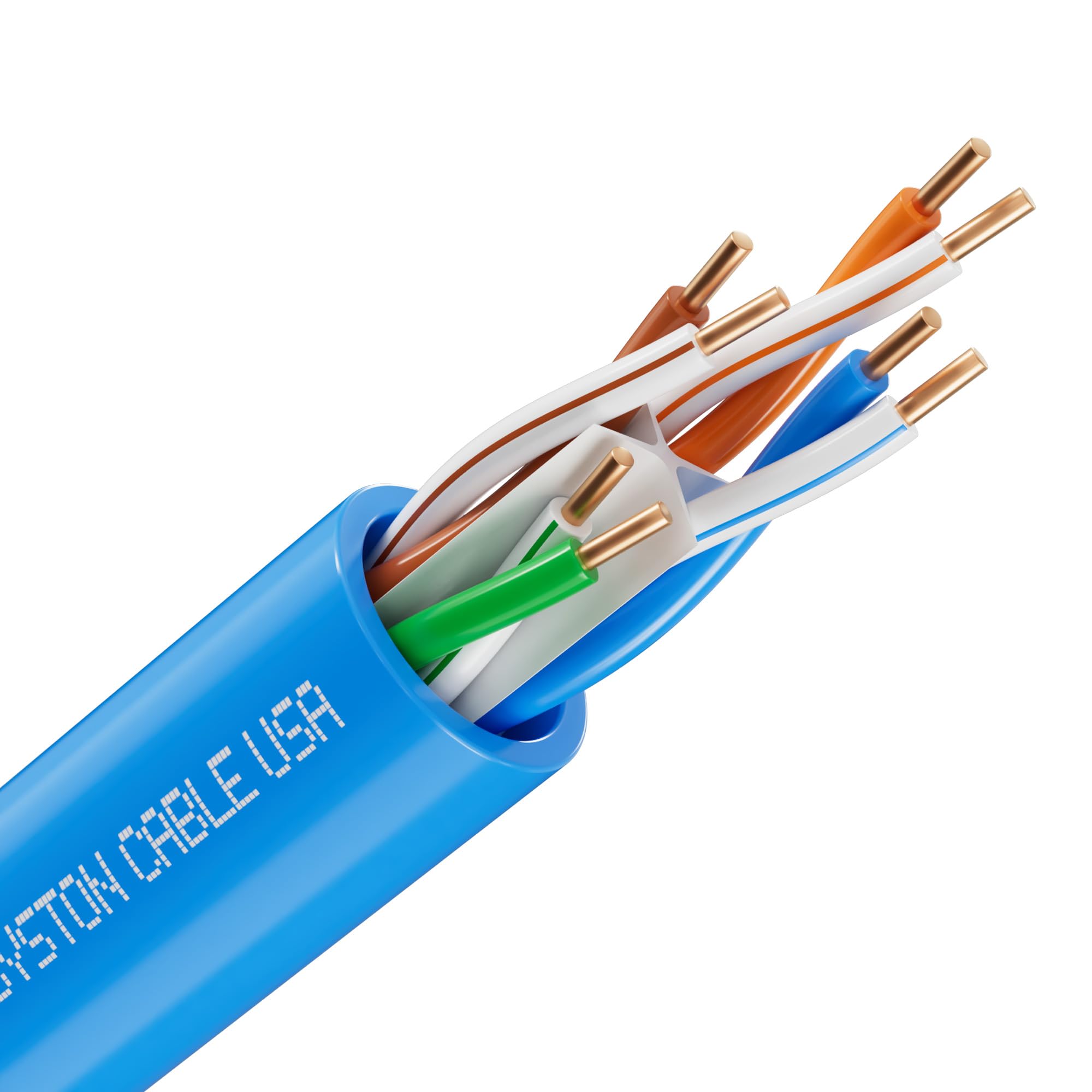 Syston Cable Technology Cat 6E Ethernet Network Cable   500 Ft,600Mhz 23Awg Solid Bare Copper Wire Outdoor/Indoor, Bulk No Ends 10 Ft To 1000 Ft Available, Heat Resistant Riser Rated   Cmr