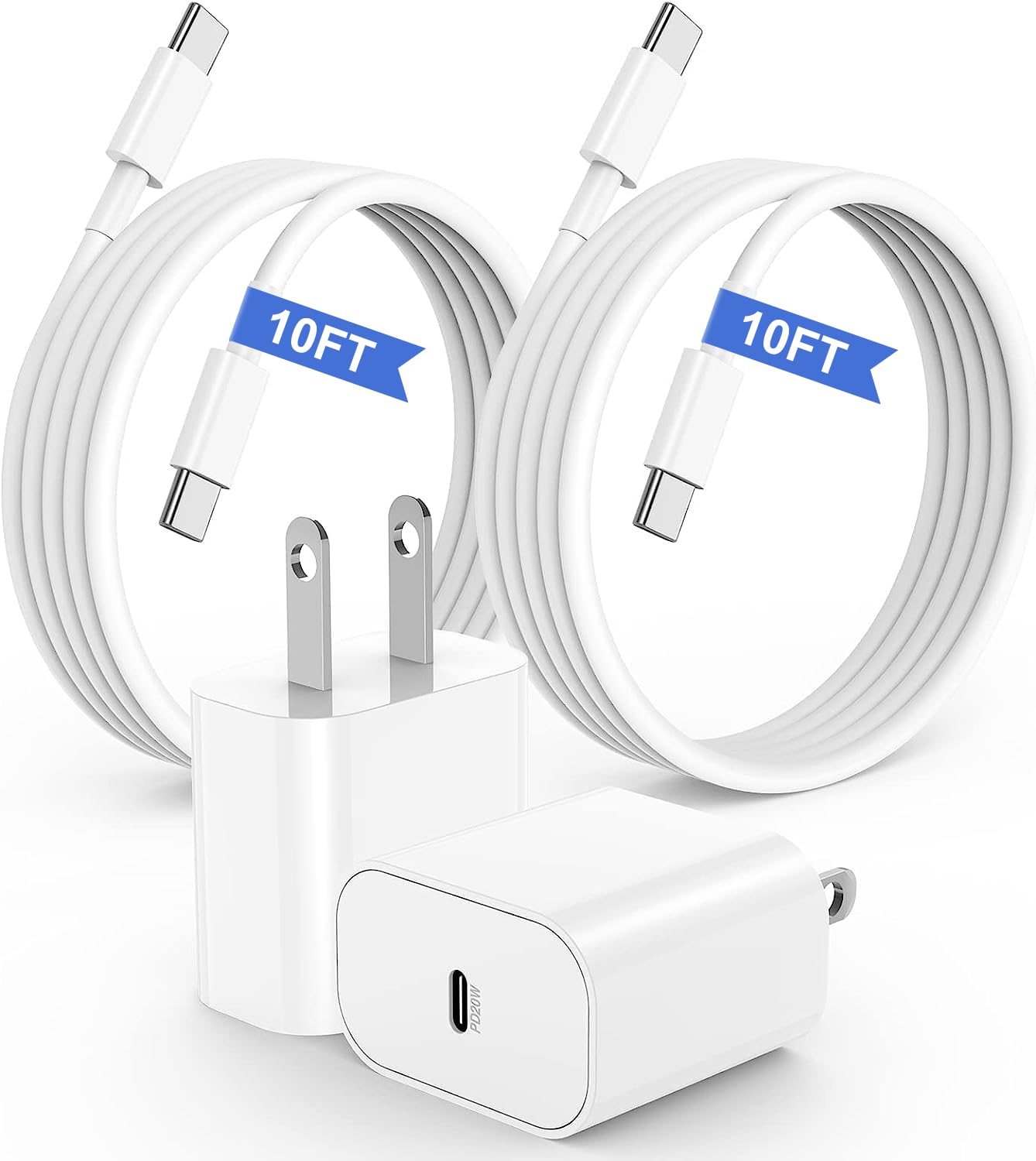 Iphone 15 16 Charger, 20W Usb C Fast Charging Block And 10Ft Type C To C Cable Cord Long For Apple Iphone 16 Pro Max/15 Plus/15
