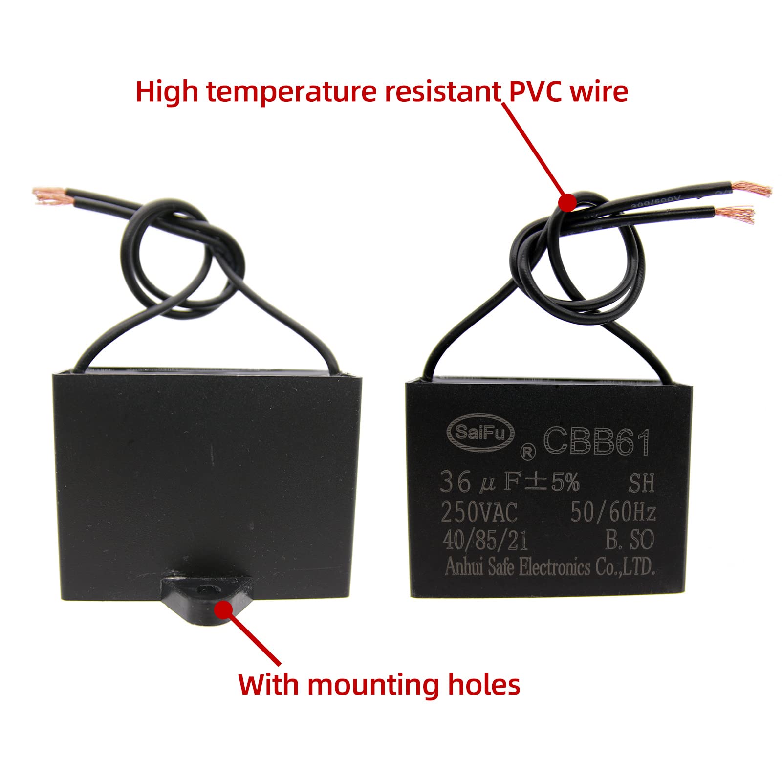 Akzytue Cbb61 Capacitor 36Uf 250V Ac Ceiling Fan 2 Wire 50/60Hz For Starting Electric Fan Generator Pump Motor