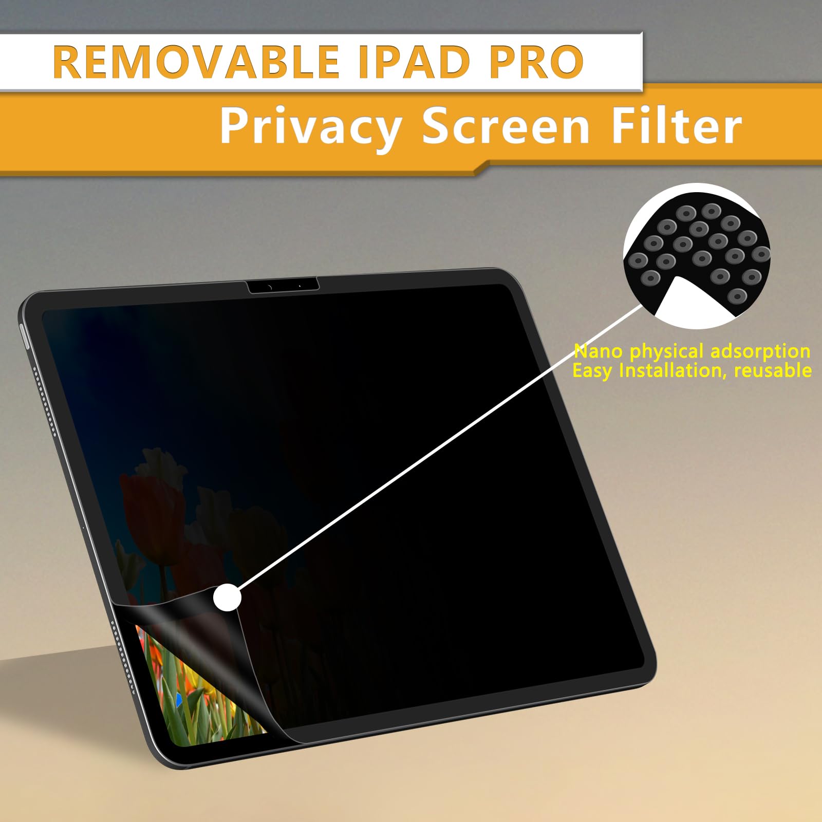 Zoegaa Ipad Air 13 Inch Privacy Screen (2024 M2 Chip), Removable & Reusable Ipad Air 13 Inch Screen Protector, Anti Spy Privacy