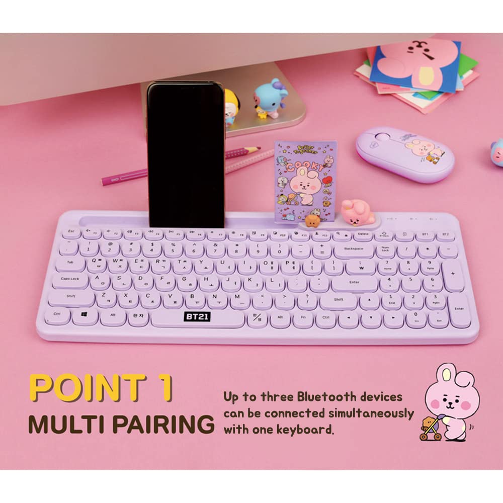 Bt21 Little Buddy Multi Pairing Wireless Retro Computer Keyboards, Membrane 102 Key Design Keyboard (Mang)