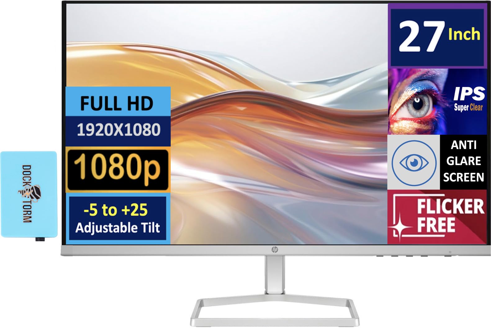 Hp 527Sw Monitor (Replaces Model M27Fw) With 75Hz Ips, 27 Inch Fhd, Anti-Glare,Flicker-Free, 300 Nits Display, Adjustable Tilt,1
