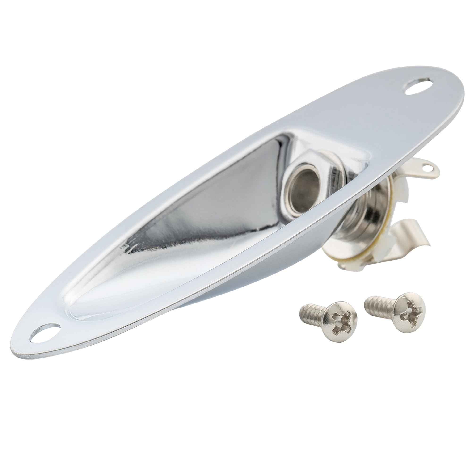 Musiclily Boat Style 1/4'' Loaded Guitar Input Jack Socket Plate Output Boat Style Jack Ferrule For Fender Strat Stratocaster El