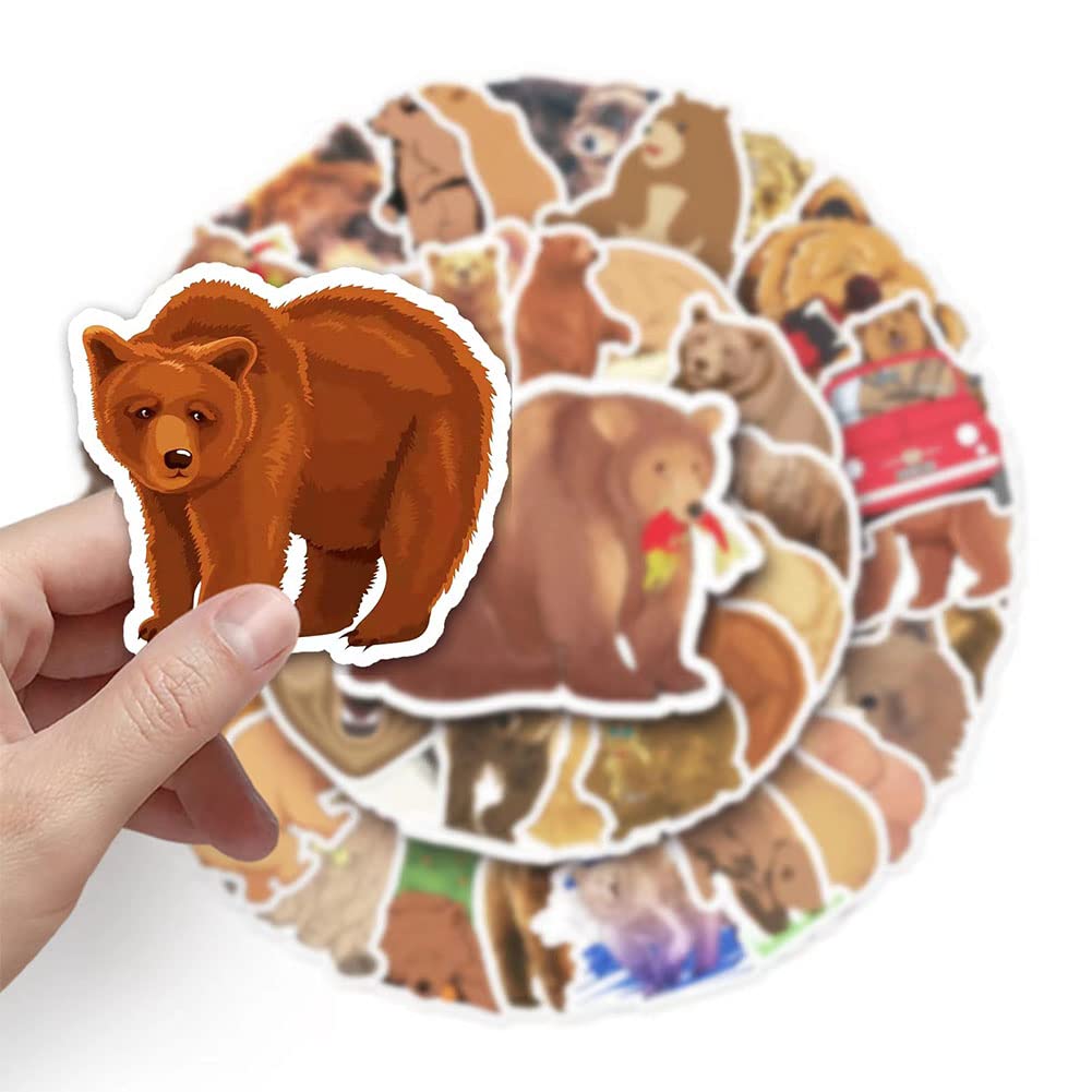 Brown Bear Stickers |50Pcs Brown Bear Waterproof Vinyl Decals For Bike Water Bottles Laptop Bicycle Refrigerator Cup Luggage Com