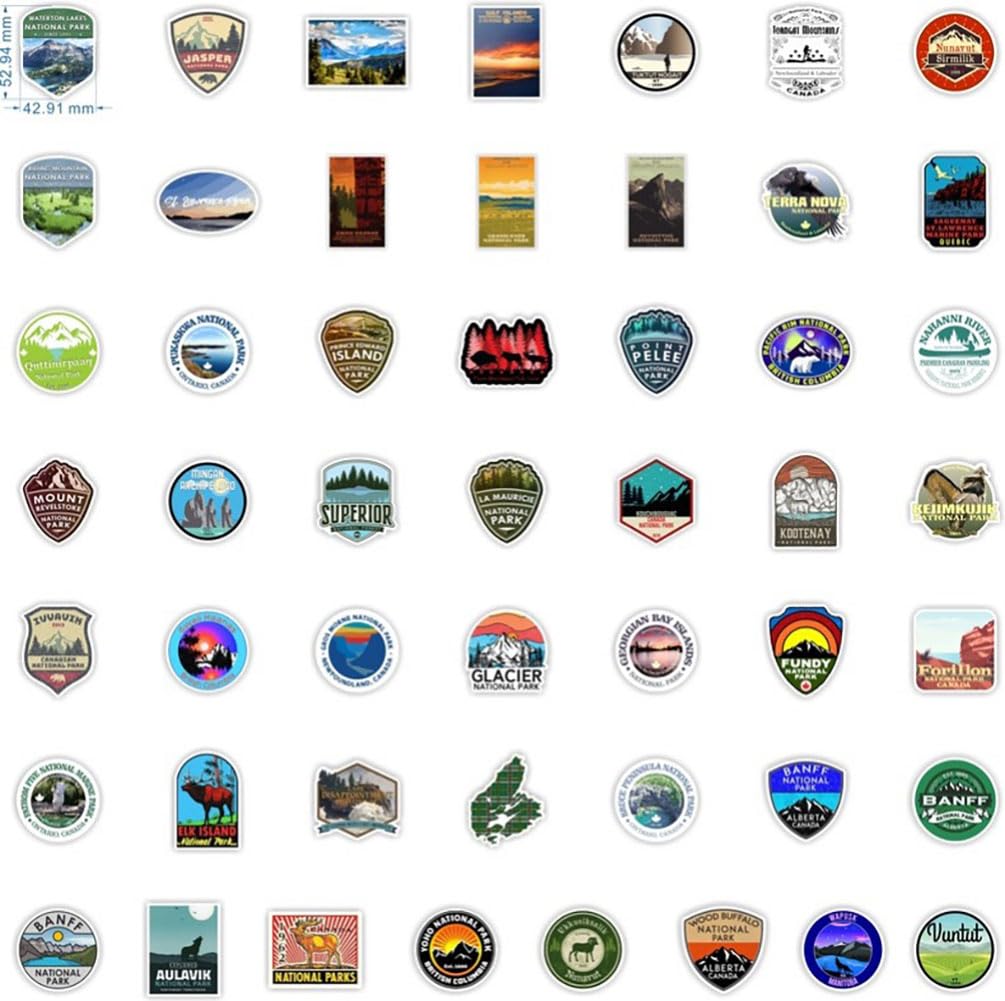 50Pcs Canada National Parks Waterproof Vinyl Stickers Decals For Water Bottles Laptop Luggage Cup Computer Mobile Phone Skateboa