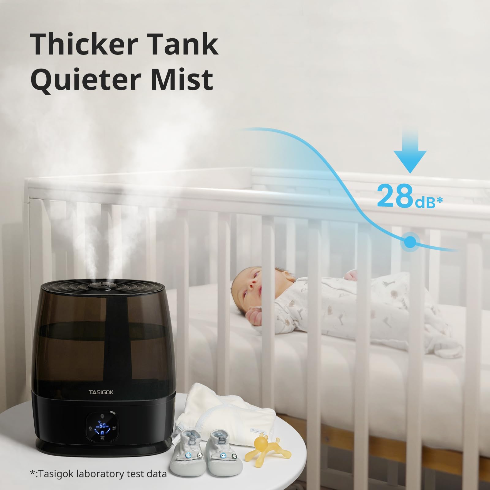 Tasigok Humidifiers For Bedroom Home, 6L Cool And Warm Mist Air Humidifier For Large Room Baby Nursery, 50H Easy Clean And Top F