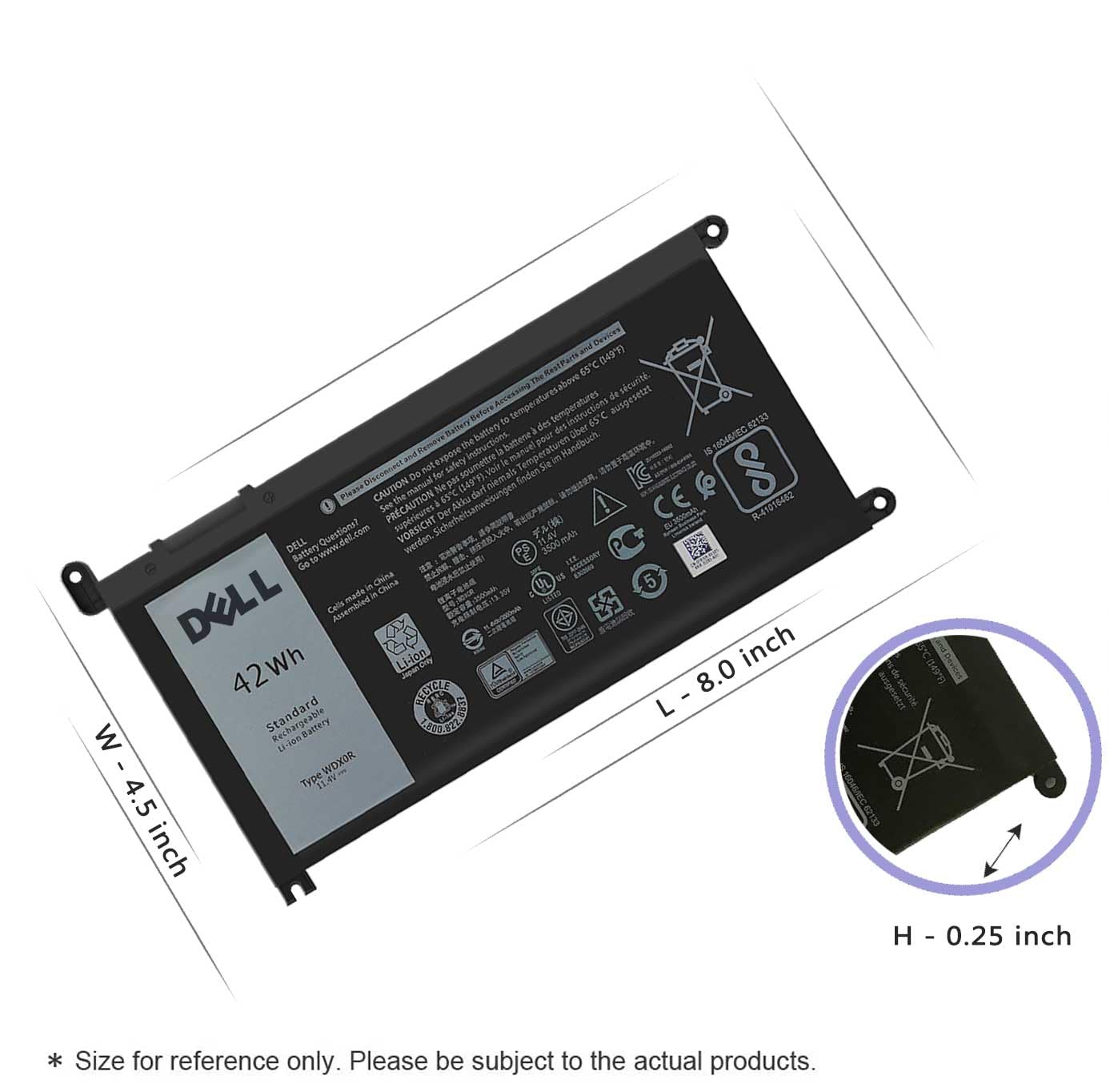Dell Wdx0R Battery For Inspiron 15 7579 7573 7560 7569 7570 7580 5565 5567 5568 5570 5578 5579 5770 7586 13 7375 7368 7378 5368