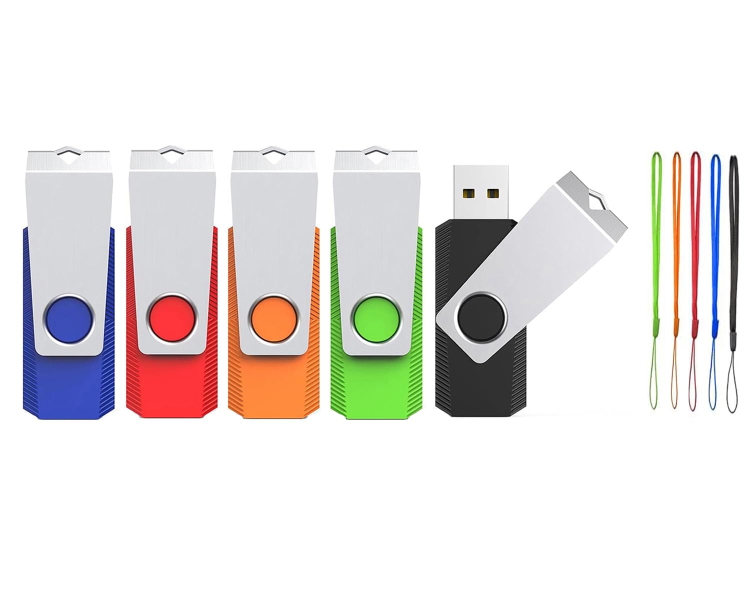 Usb Flash Drive 8Gb 5 Pack, Wooolken Usb 2.0 Memory Stick With Lanyards Swivel Thumb Drives Bulk Multi Pack Usb Drive Pendrive J