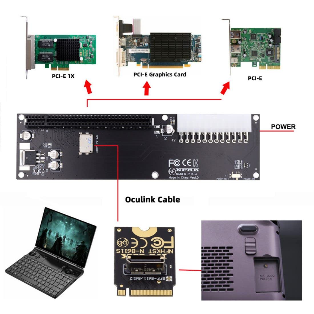 Chenyang Oculink Sff 8612 To Pci E 3.0 M.2 M Key To Sff 8611 Host Adapter For Gpd Win Max2 External Graphics Card & Ssd