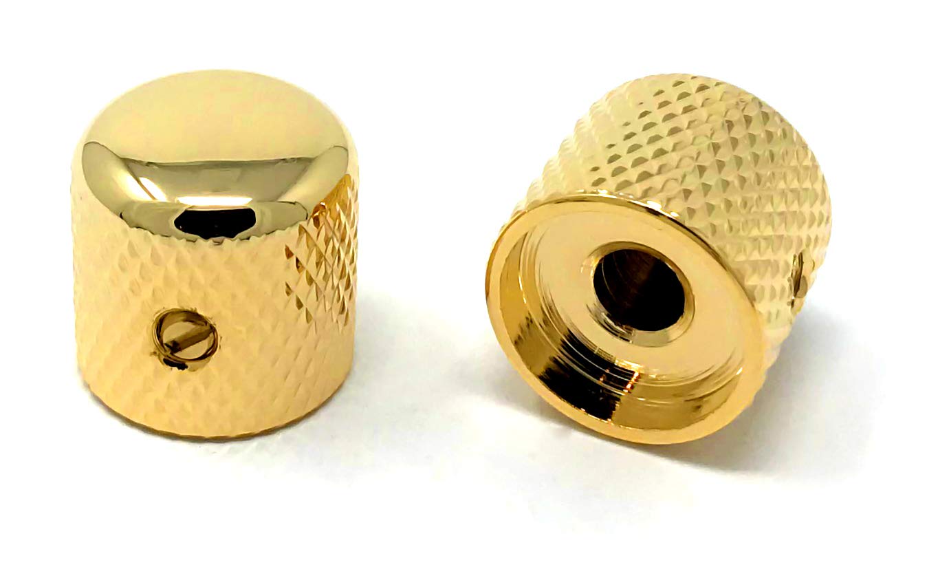 Vintage Forge Gold Metal Dome Knobs For Electric Guitar And Bass (Set Of 2) 6Mm Shaft With Set Screw Dk50M Gld