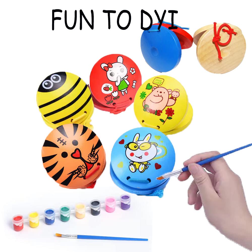 12 Pcs Musical Castanets Instrument, Clap Board Music Educational,Classroom Diy Wooden Percussion Instrument Finger Castanets (W