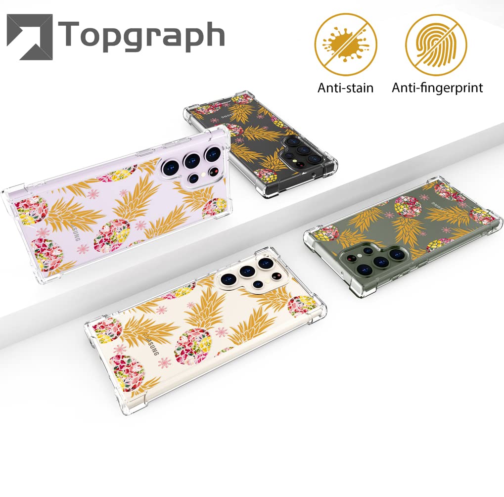 Topgraph Case Cute Pineapple Clear For Women Girly Designer Girls For Galaxy S23 Ultra, Cute Silicone Transparent Phone Case Pin