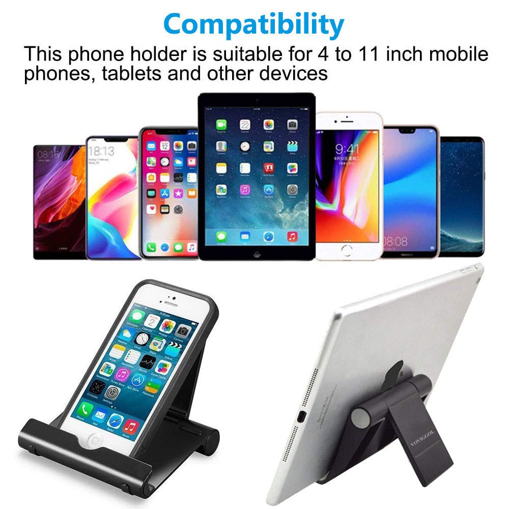 Voviggol 4 Pack Foldable Cell Phone Holder - Mobile Stand For Desk & Tablet, Compatible With Iphone 12/11/Xs/X/8 Ipad Samsung (4