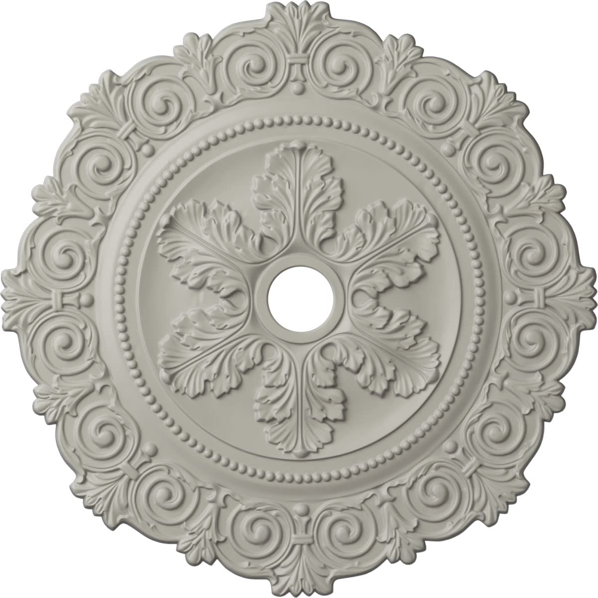 Ekena Millwork CM33SCPCF 33 1/4OD X 3 5/8ID X 1P Scroll Ceiling Medallion Fits Canopies Up To 3 5/8, Cream