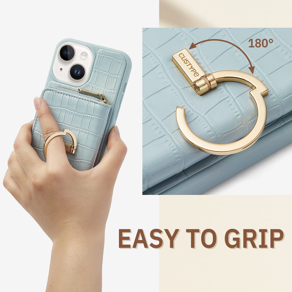 Custype For Iphone 15 Case Wallet With Card Holder For Women, Crossbody Zipper Case With Strap Wrist, Protective Leather Case Pu