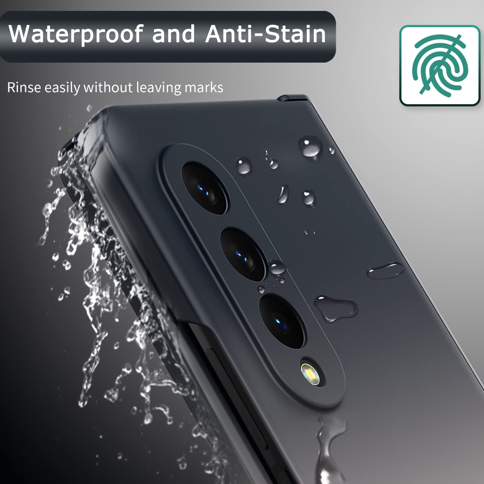 Ninki Compatible Samsung Galaxy Z Fold 3 Case With Screen Protector Hinge Protection,Black And White Gradient Full Body Protecti