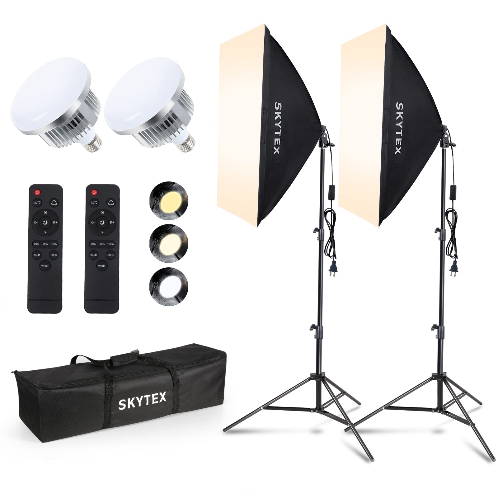 Skytex Softbox Lighting Kit(2Pack), 20X28In Soft Box | 85W 2700 6400K E27 Led Bulb Continuous Photography Lighting, Photo Studio