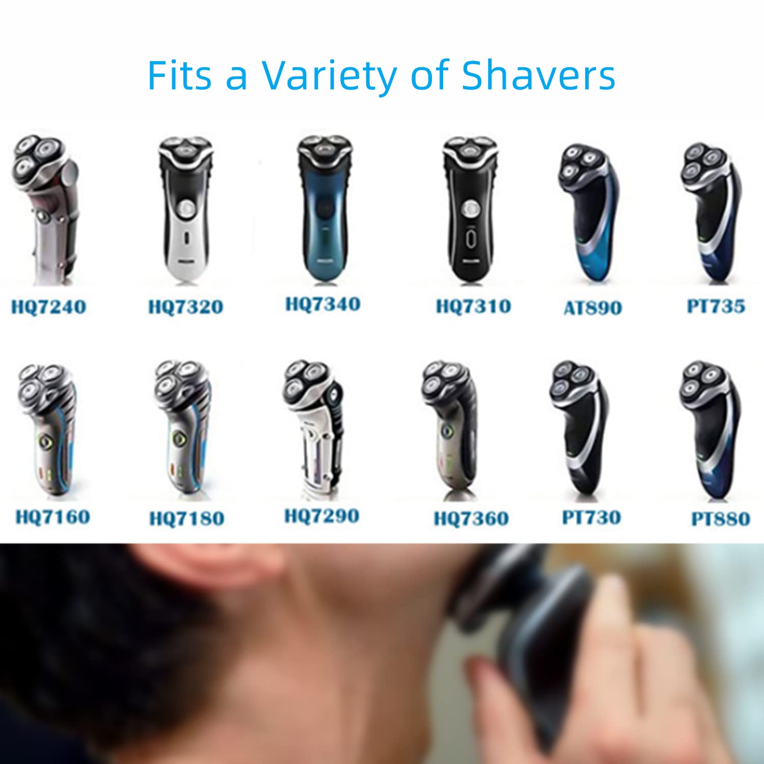 Hq8 Replacement Heads For Aquatec Shavers,Compatible With Razor Pt720 At880 At810 Heads, Hq8 Blades,3 Pcs